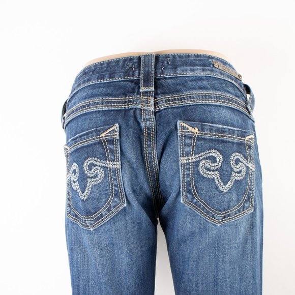 Rerock Express Barely Boot 2R 2 (24 X 32) Women's Jeans Medium Wash Zip Fly - Picture 8 of 10